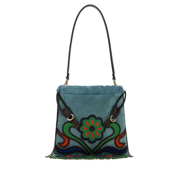 ETRO Handbags - Etro Women Light Blue Suede Small Kalispera Bucket Bag